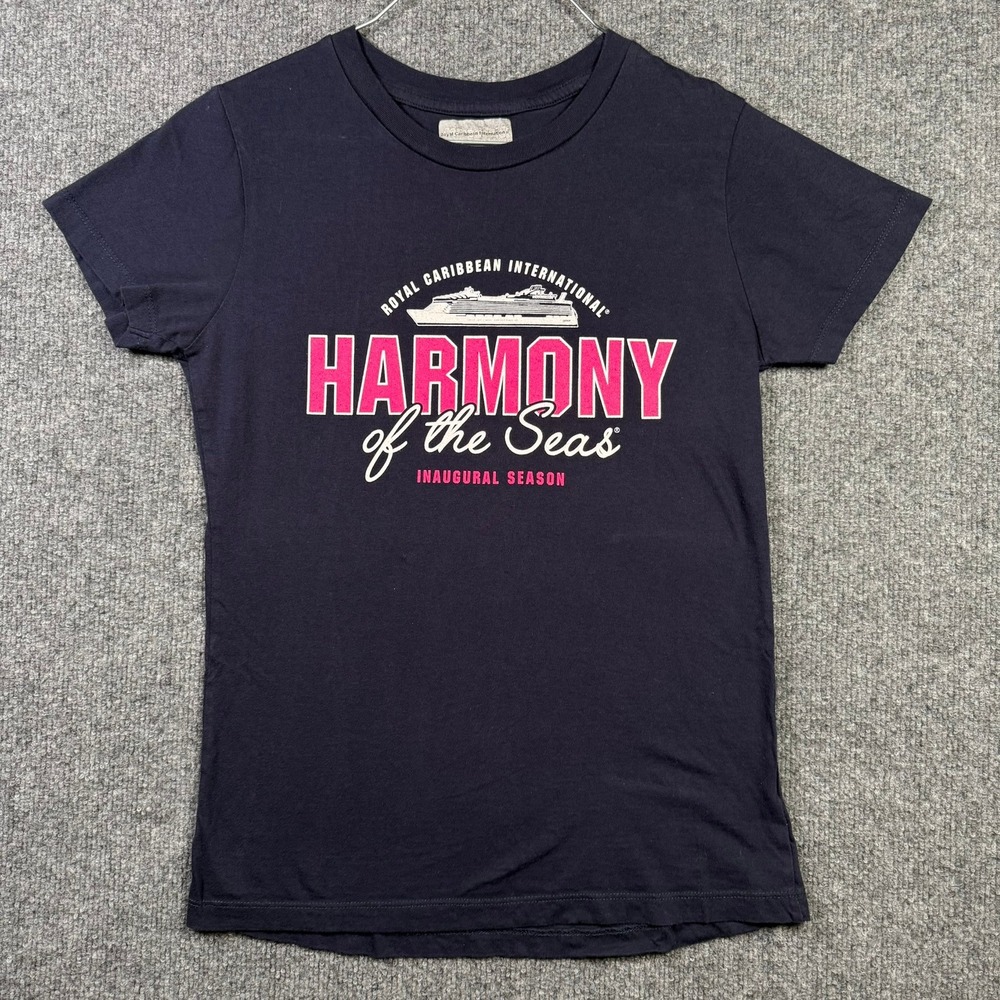 Royal Caribbean Harmony of the Seas T-Shirt Womens Small Navy Inaugural Season